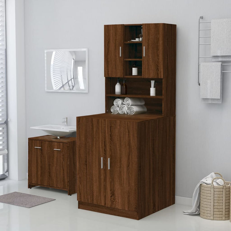 Load image into Gallery viewer, VidaXL Wasmachinekast 71x71,5x91,5 cm bruin eikenkleur
