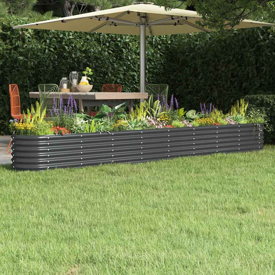 Vidaxl plantenbak 332x40x36 cm gegalvaniseerd staal antracietkleurig