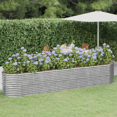 Vidaxl plantenbak 368x80x68 cm gegalvaniseerd staal zilverkleurig
