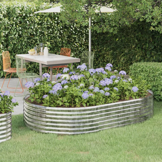 VidaXL Plantenbak 214x140x36 cm gepoedercoat staal zilverkleurig