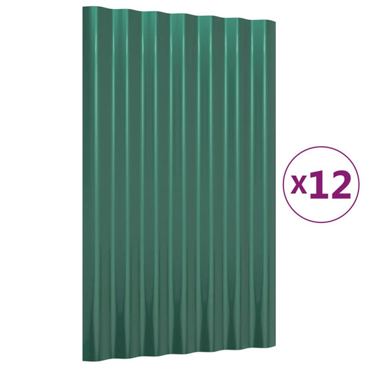 Vidaxl dakpanelen 12 st 60x36 cm gegalvaniseerd staal groen