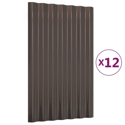 Vidaxl dakpanelen 12 st 60x36 cm gegalvaniseerd staal bruin