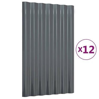 Vidaxl dakpanelen 12 st 60x36 cm gegalvaniseerd staal antracietkleurig