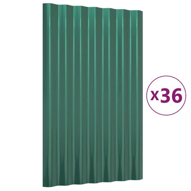 Vidaxl dakpanelen 36 st 60x36 cm gegalvaniseerd staal groen