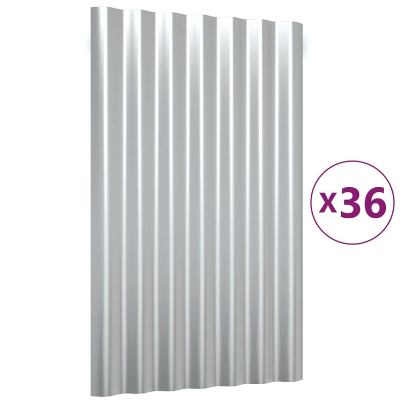 Load image into Gallery viewer, Vidaxl dakpanelen 36 st 60x36 cm gepoedercoat staal zilverkleurig
