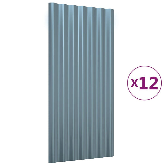 Vidaxl dakpanelen 12 st 80x36 cm gepoedercoat staal grijs