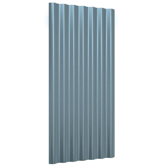 Vidaxl dakpanelen 12 st 80x36 cm gepoedercoat staal grijs