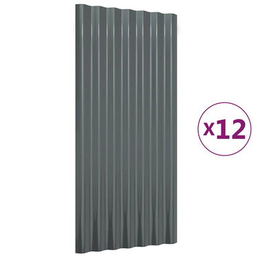 Vidaxl dakpanelen 12 st 80x36 cm gegalvaniseerd staal antracietkleurig