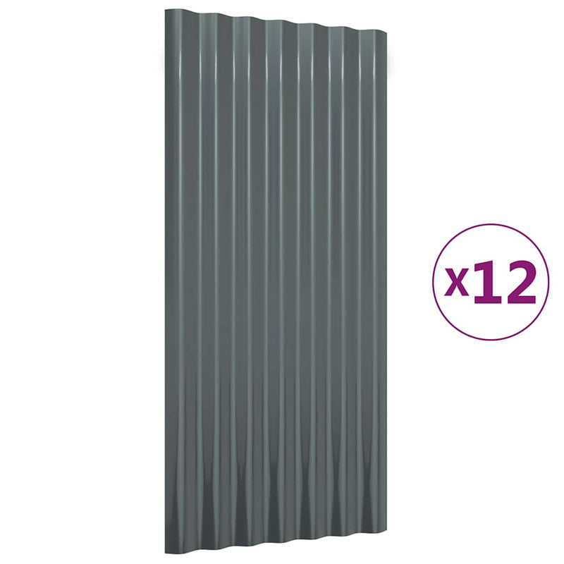 Afbeelding laden in galerijviewer, Vidaxl dakpanelen 12 st 80x36 cm gegalvaniseerd staal antracietkleurig
