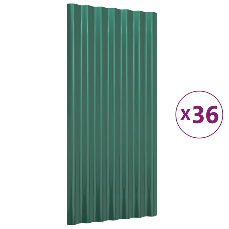 Load image into Gallery viewer, VidaXL Dakpanelen 36 st 80x36 cm gepoedercoat staal groen
