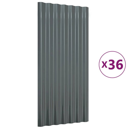 Vidaxl dakpanelen 36 st 80x36 cm gepoedercoat staal antracietkleurig
