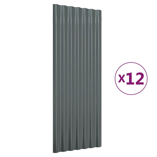 Vidaxl dakpanelen 12 st 100x36 cm gepoedercoat staal antracietkleurig