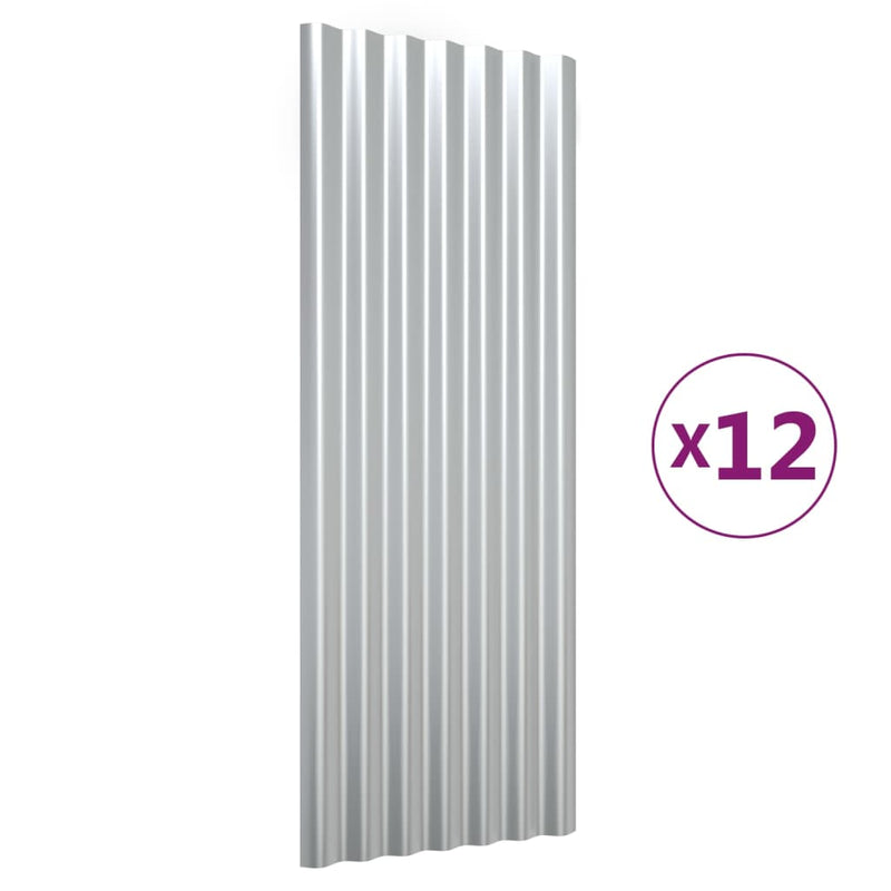 Load image into Gallery viewer, Vidaxl dakpanelen 12 st 100x36 cm gepoedercoat staal zilverkleurig
