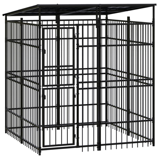 VidaXL Hondenkennel met dak 3,69 m² staal