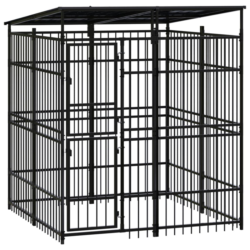 Load image into Gallery viewer, VidaXL Hondenkennel met dak 3,69 m² staal
