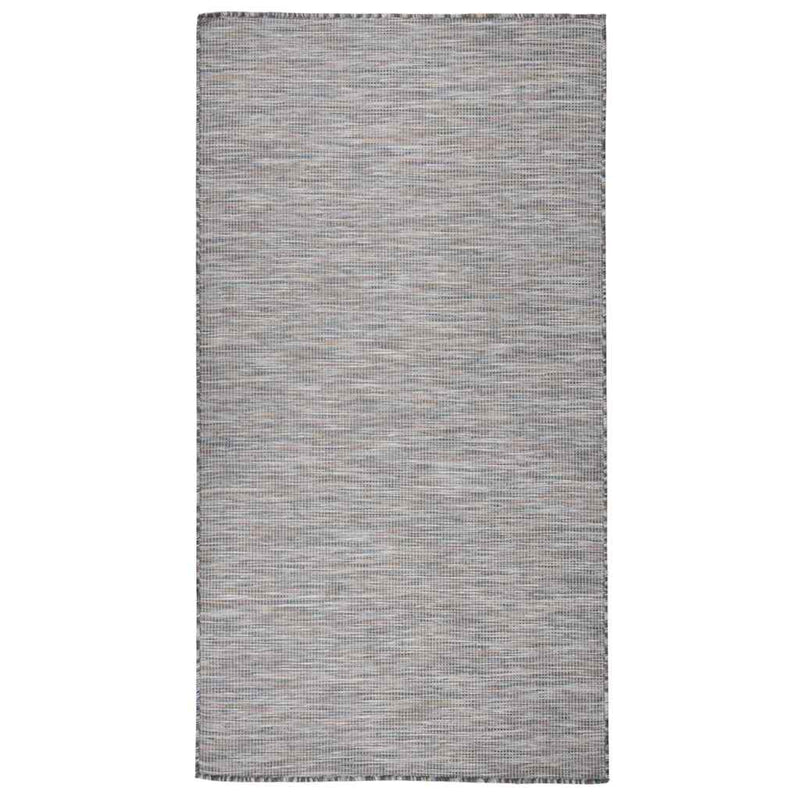 Load image into Gallery viewer, Vidaxl buitenkleed platgeweven 80x150 cm bruin en blauw
