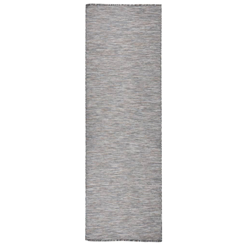 Load image into Gallery viewer, Vidaxl buitenkleed platgeweven 80x250 cm bruin en blauw
