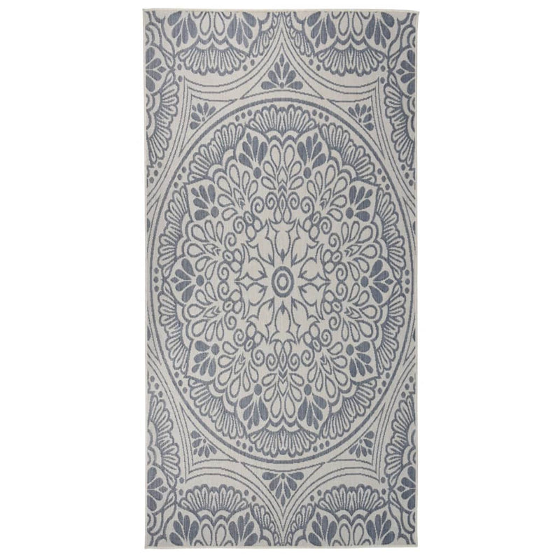 Afbeelding laden in galerijviewer, Vidaxl buitenkleed met patroon platgeweven 100x200 cm blauw
