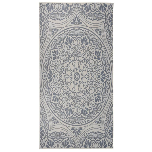 Vidaxl buitenkleed met patroon platgeweven 100x200 cm blauw