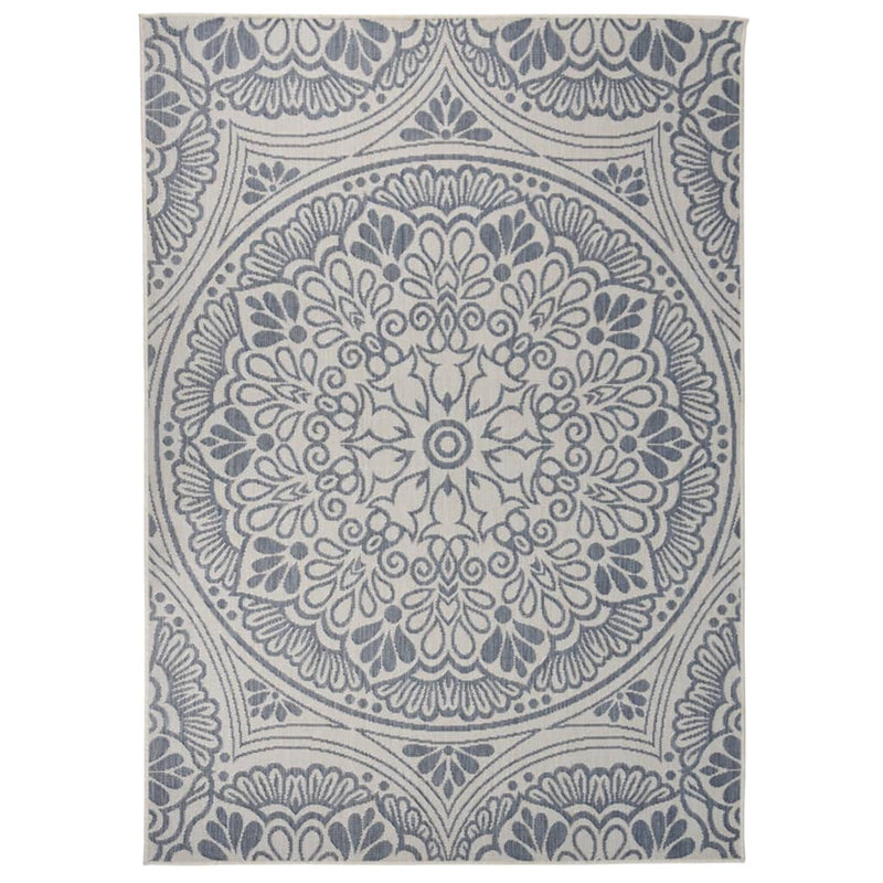 Afbeelding laden in galerijviewer, Vidaxl buitenkleed met patroon platgeweven 120x170 cm blauw
