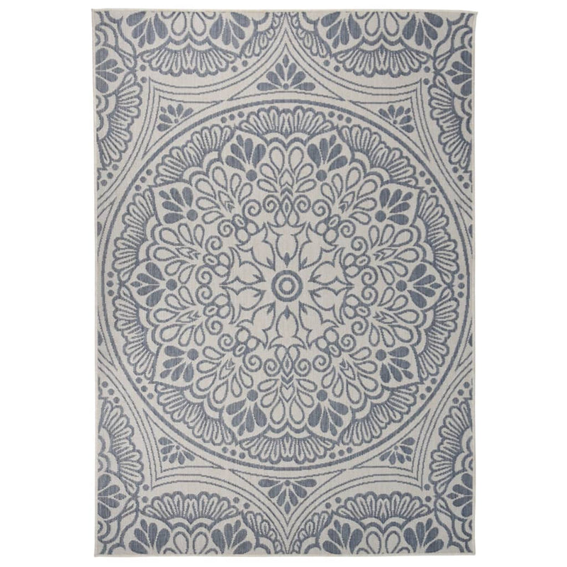 Afbeelding laden in galerijviewer, Vidaxl buitenkleed met patroon platgeweven 160x230 cm blauw
