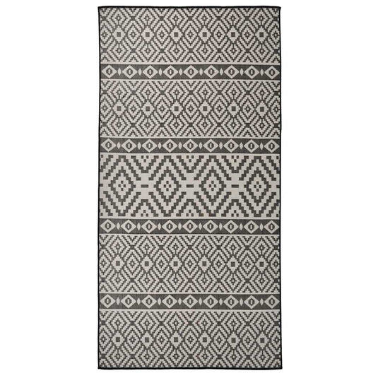 Vidaxl buitenkleed met patroon platgeweven 100x200 cm zwart