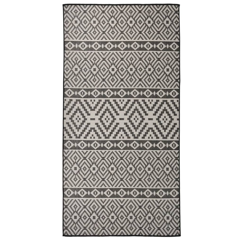 Load image into Gallery viewer, Vidaxl buitenkleed met patroon platgeweven 100x200 cm zwart
