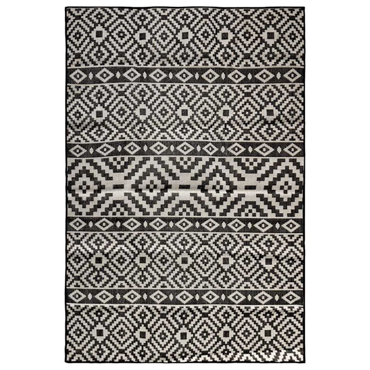 Vidaxl buitenkleed met patroon platgeweven 140x200 cm zwart