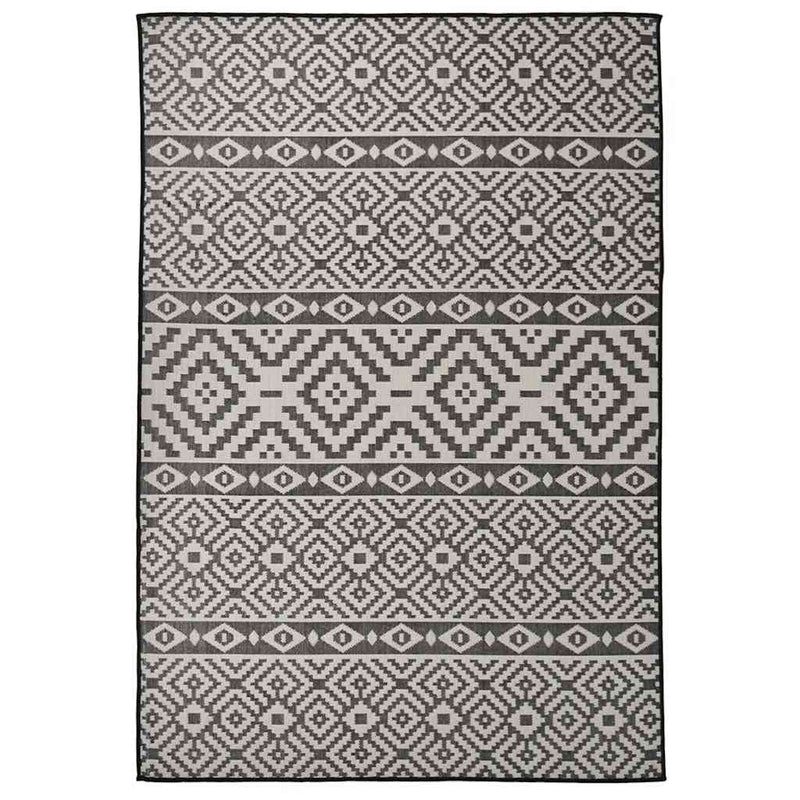 Afbeelding laden in galerijviewer, Vidaxl buitenkleed met patroon platgeweven 160x230 cm zwart
