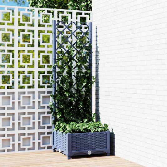 Vidaxl plantenbak met trellis blauwgrijs 40x40x121,5 cm pp