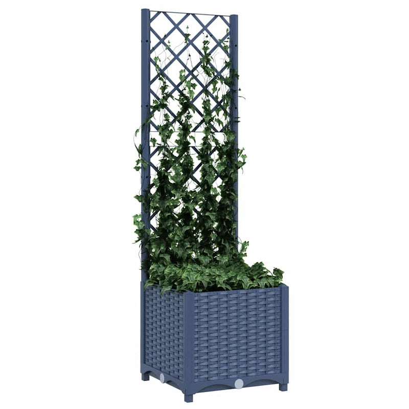 Load image into Gallery viewer, Vidaxl plantenbak met trellis blauwgrijs 40x40x136 cm pp
