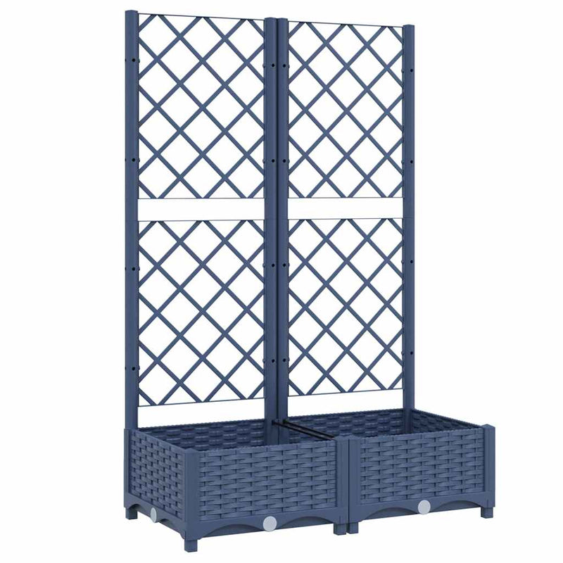 Load image into Gallery viewer, Vidaxl plantenbak met trellis blauwgrijs 80x40x121,5 cm pp
