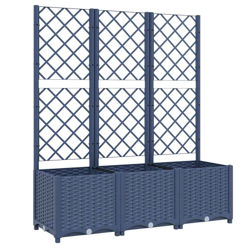 Load image into Gallery viewer, Vidaxl plantenbak met latwerk 120x40x136 cm polypropeen blauwgrijs
