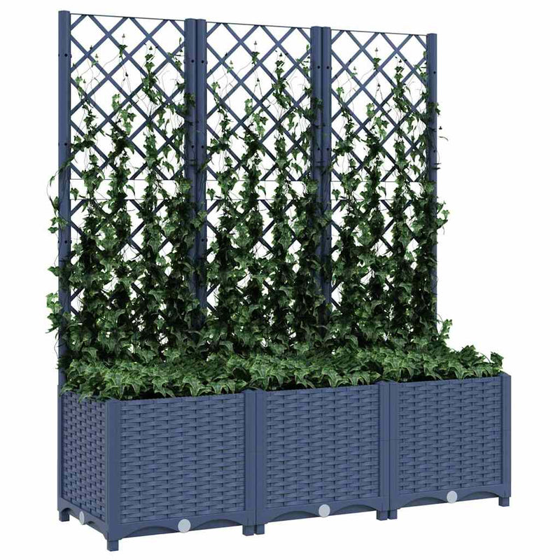 Load image into Gallery viewer, Vidaxl plantenbak met latwerk 120x40x136 cm polypropeen blauwgrijs
