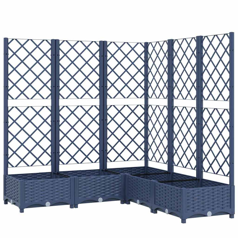 Load image into Gallery viewer, Vidaxl plantenbak met latwerk 120x120x121,5 cm polypropeen blauwgrijs
