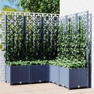 Vidaxl plantenbak met latwerk 120x120x136 cm polypropeen blauwgrijs