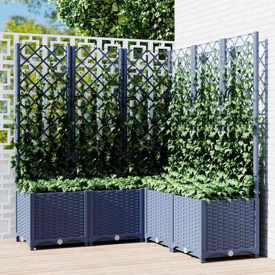 Vidaxl plantenbak met latwerk 120x120x136 cm polypropeen donkergrijs