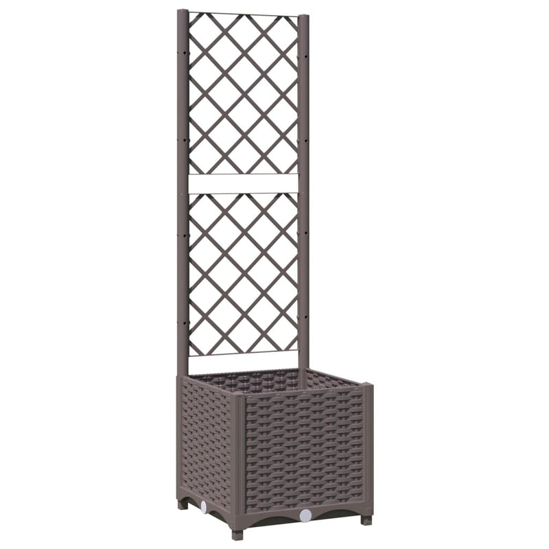 Load image into Gallery viewer, Vidaxl plantenbak met latwerk 40x40x136 cm polypropeen bruin
