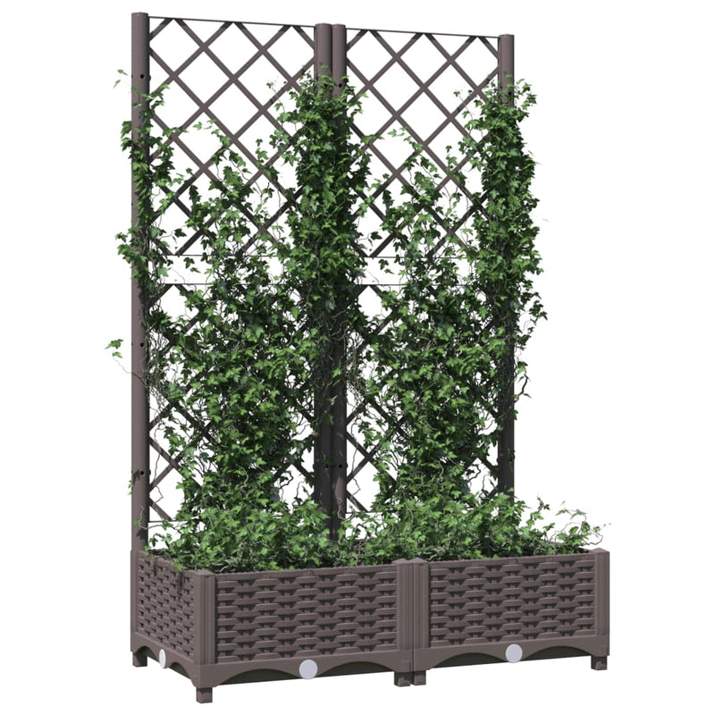 Load image into Gallery viewer, Vidaxl plantenbak met latwerk 80x40x121,5 cm polypropeen bruin
