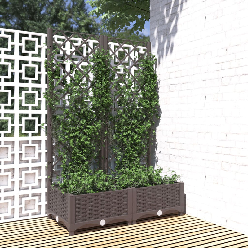 Load image into Gallery viewer, Vidaxl plantenbak met latwerk 80x40x121,5 cm polypropeen bruin
