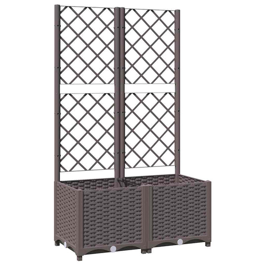 Vidaxl plantenbak met latwerk 80x40x136 cm polypropeen bruin