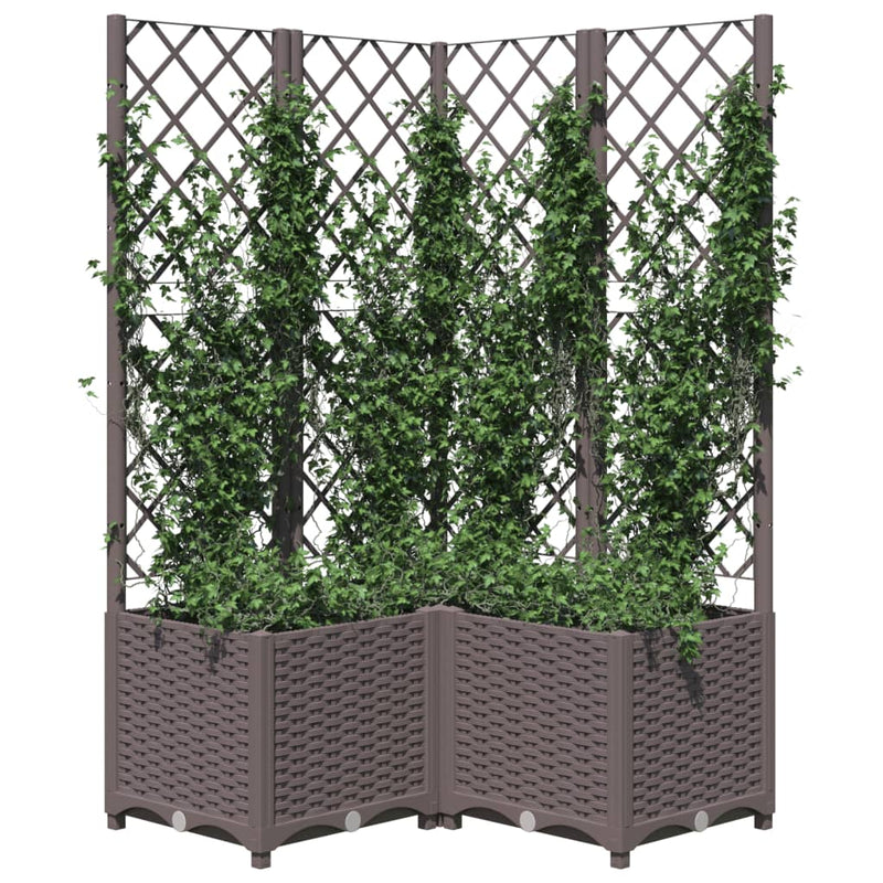 Load image into Gallery viewer, Vidaxl plantenbak met latwerk 80x80x136 cm polypropeen bruin
