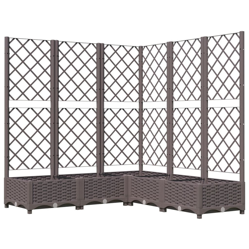 Load image into Gallery viewer, Vidaxl plantenbak met latwerk 120x120x121,5 cm polypropeen bruin
