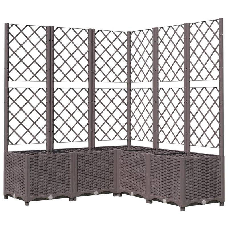 Load image into Gallery viewer, Vidaxl plantenbak met latwerk 120x120x136 cm polypropeen bruin
