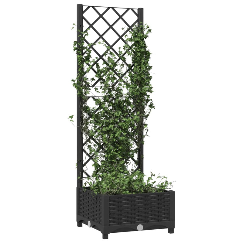 Load image into Gallery viewer, Vidaxl plantenbak met trellis zwart 40x40x121,5 cm pp

