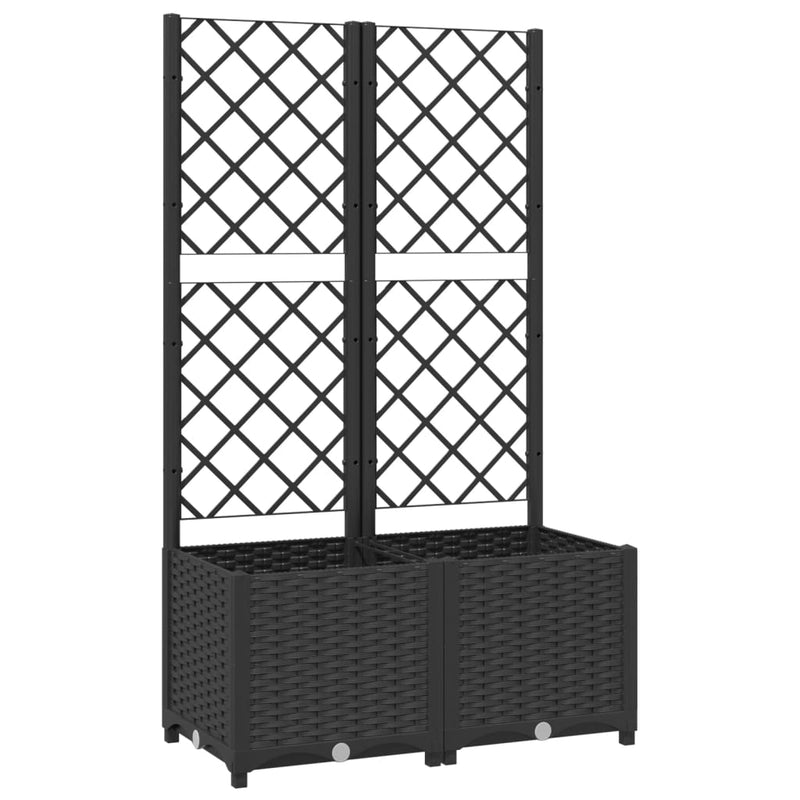 Load image into Gallery viewer, Vidaxl plantenbak met trellis zwart 80x40x136 cm pp
