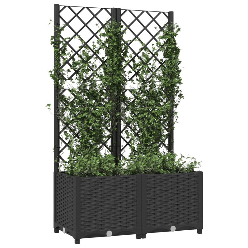 Load image into Gallery viewer, Vidaxl plantenbak met trellis zwart 80x40x136 cm pp
