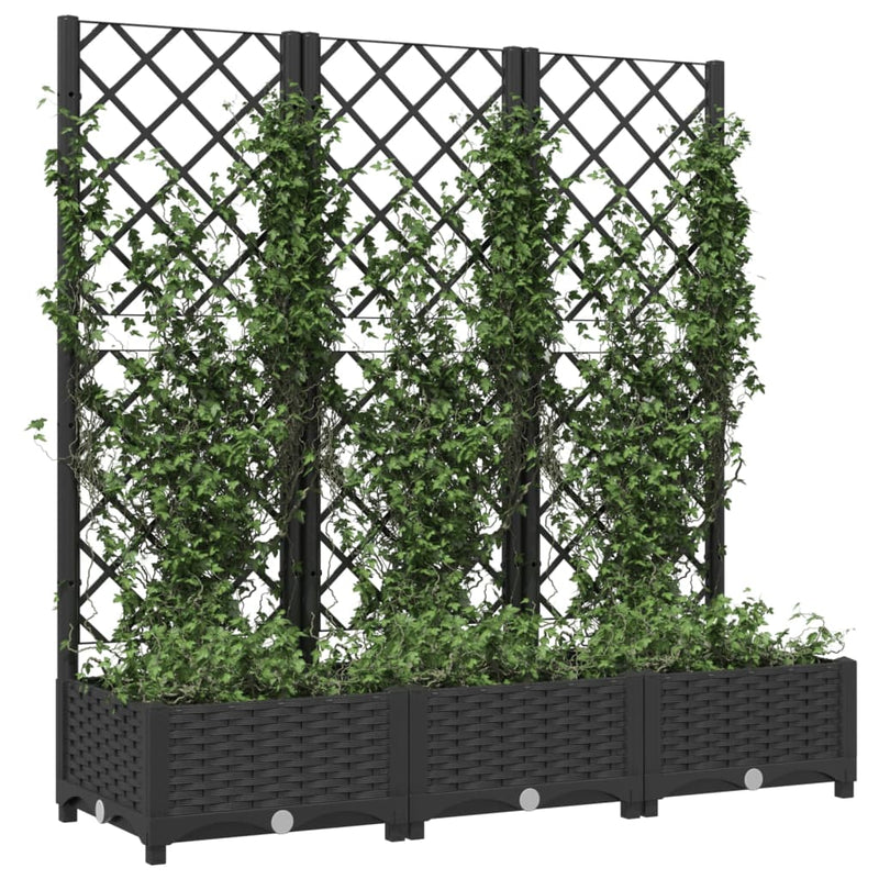 Load image into Gallery viewer, Vidaxl plantenbak met latwerk 120x40x121,5 cm polypropeen zwart
