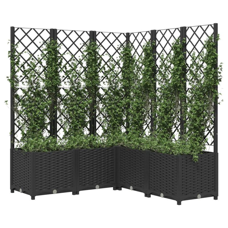 Load image into Gallery viewer, Vidaxl plantenbak met latwerk 120x120x136 cm polypropeen zwart
