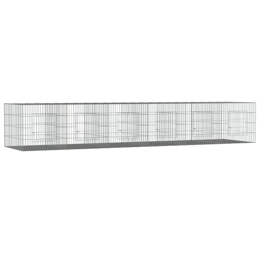 Vidaxl konijnenkooi met 6 panelen 327x79x54 cm gegalvaniseerd ijzer